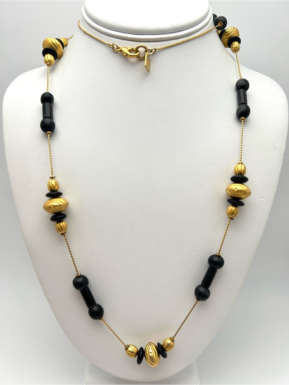 Anne Klein Vintage Black and Gold Beaded Necklace